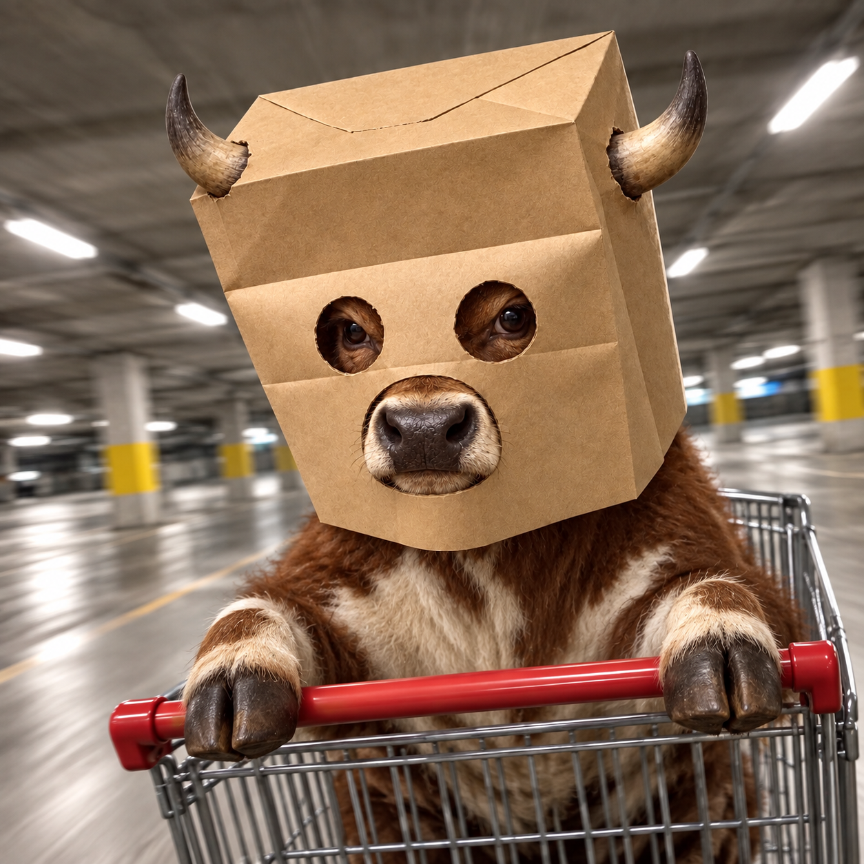 Anonymous BULL riding the shopping cart